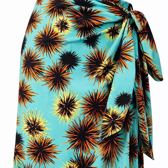 Kenzo Sea Urchin Print Wrap Skirt, Turquoise And Orange NWT, - Picture 8 of 14
